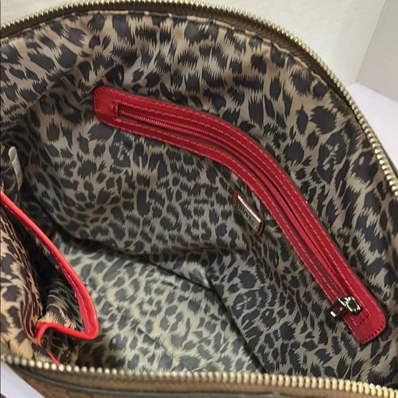 Vintage Guess Brown monogram with Coral accents Tote/Purse‎ - Picture 4 of 6